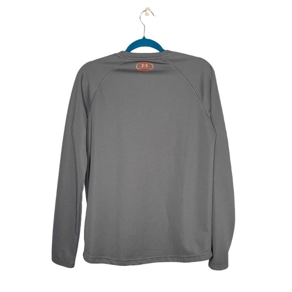 Under Armour Loose Fit Gray Long Sleeve Orange Logo Shirt - Picture 10 of 12
